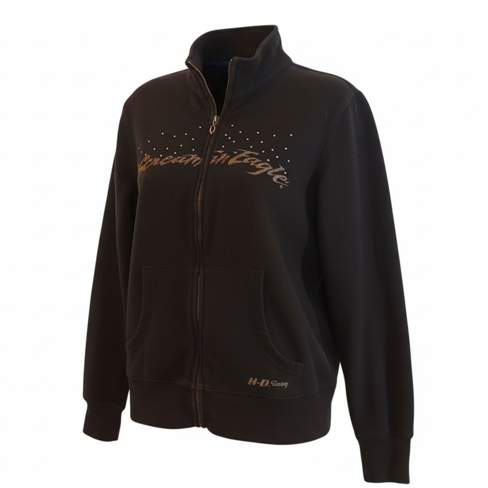 Harley-Davidson Y2K Women’s Screamin’ Eagle Black Silver Bomber Jacket Size L
